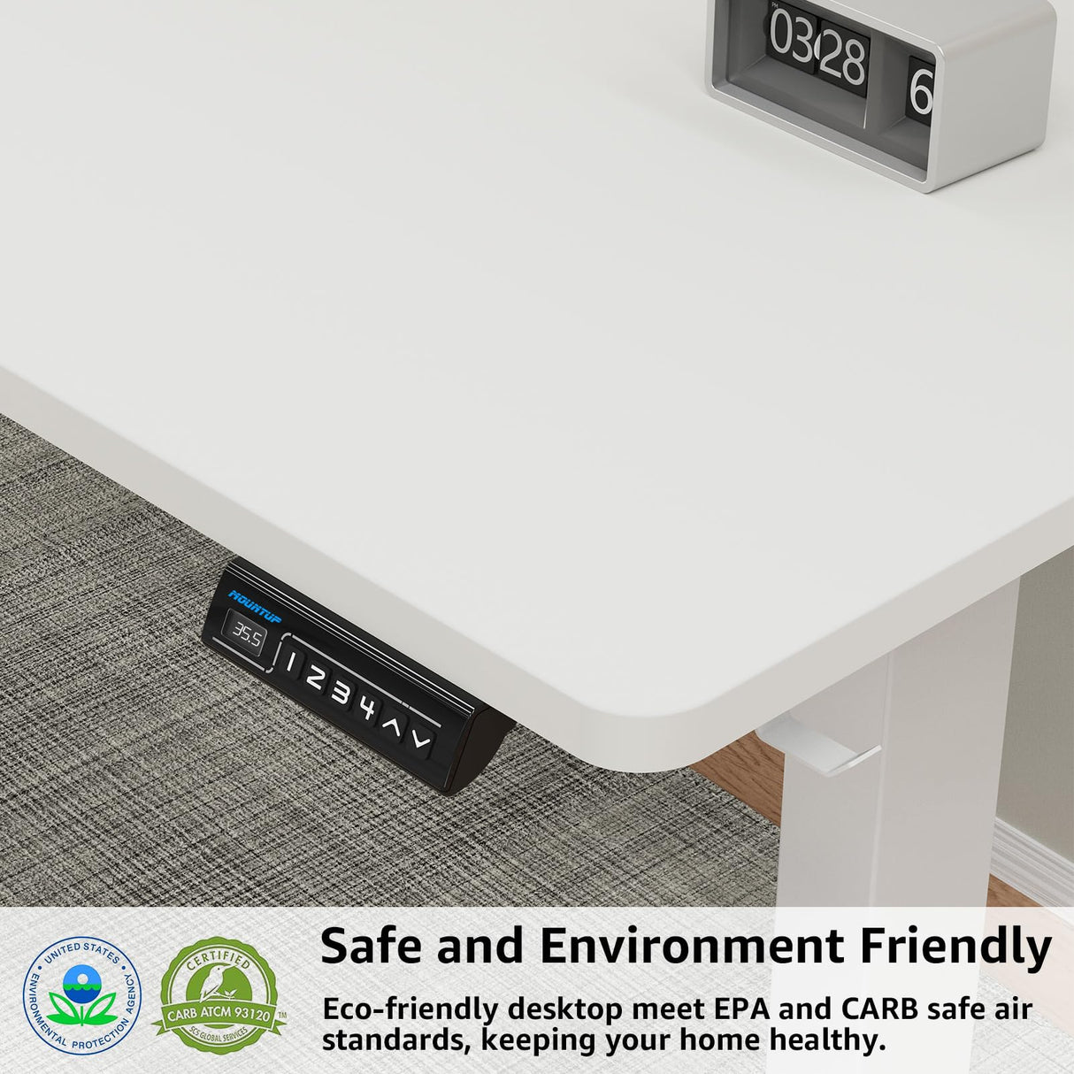 MOUNTUP 𝟓𝟓 𝐱 𝟐𝟖 Inches Electric Height Adjustable Standing Desk, Sit Stand Desk with Memory Controller, Ergonomic Stand Up Desk for Home Office with MOUNTUP