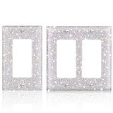Bling Rhinestones Wall Plate Cover 2 Pcs Crystal Light Switch Cover Single 2 Gang Outlet Covers Shiny Faux Diamond Switch Plate Covers Duplex Outlet Yookeer