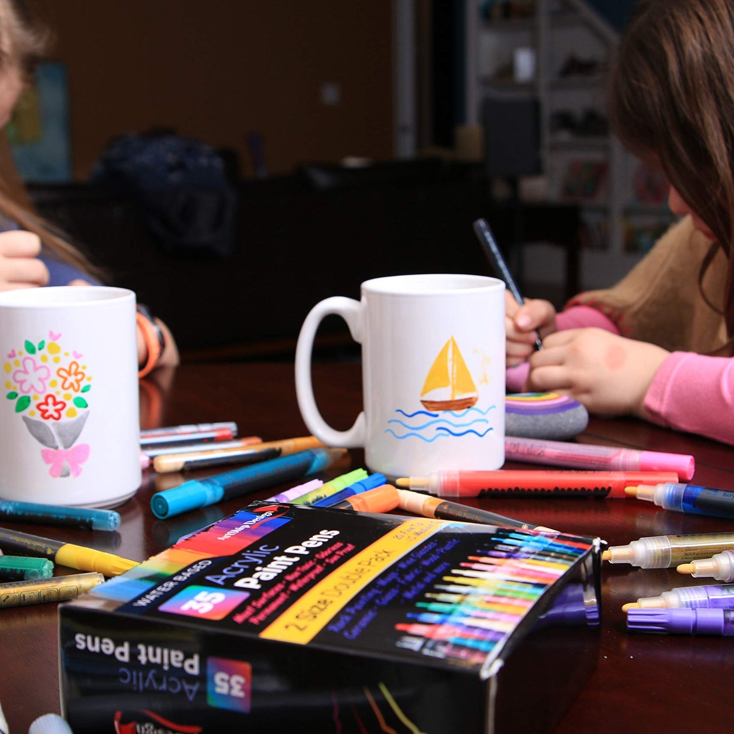 ArtShip Design 35 Premium Acrylic Paint Pens, Double Pack of Both Extra Fine and Medium Tip, for Rock Painting, Mug, Ceramic, Glass, and Fabric ArtShip Design