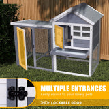 GEGURI Rabbit Hutch Indoor Rabbit Cage Outdoor, Chicken Coop Bunny Cage with Waterproof Roof, Pull Out Tray, Predator-Resistant Fencing GEGURI