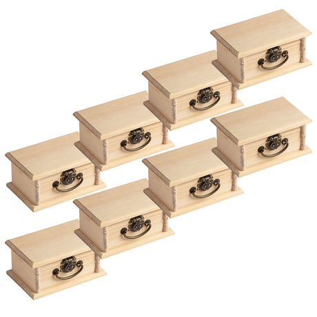ArtMinds 5” Unfinished Wooden Box with Handle by Make Market - Ready-To-Decorate Wood Box for Trinkets, Coins, Jewlery, Valuables - Bulk 8 Pack Make Market