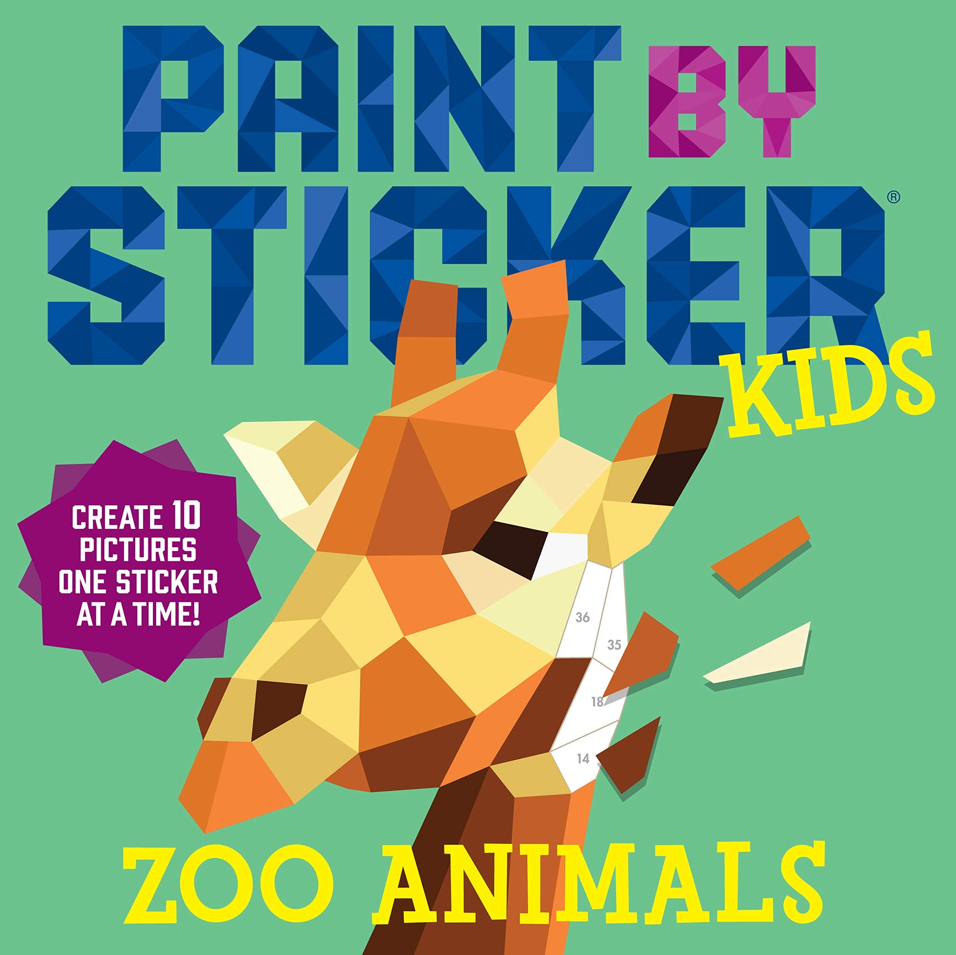 Paint by Sticker Kids: Zoo Animals: Create 10 Pictures One Sticker at a Time! - WoodArtSupply