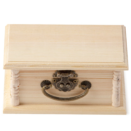 ArtMinds 5” Unfinished Wooden Box with Handle by Make Market - Ready-To-Decorate Wood Box for Trinkets, Coins, Jewlery, Valuables - Bulk 8 Pack - WoodArtSupply