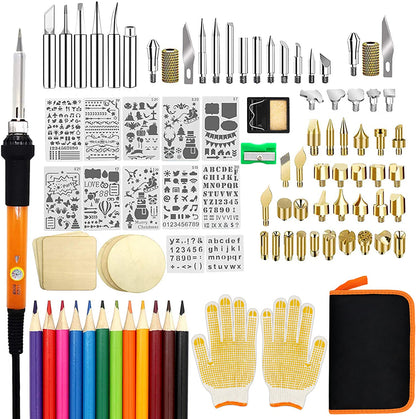 (Wood Burning Kit, 110 Pieces Wood Burning Tool with Adjustable Temperature 200~420°C, Professional Wood Burner Pen for Embossing Carving Soldering