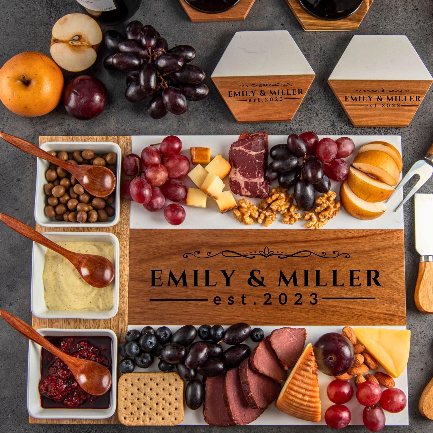 Personalized Charcuterie Board - Large Cheese Board for Wedding and Anniversary Gifts for Women. Perfect Wedding, Christmas, New home and Bridal craft corner house