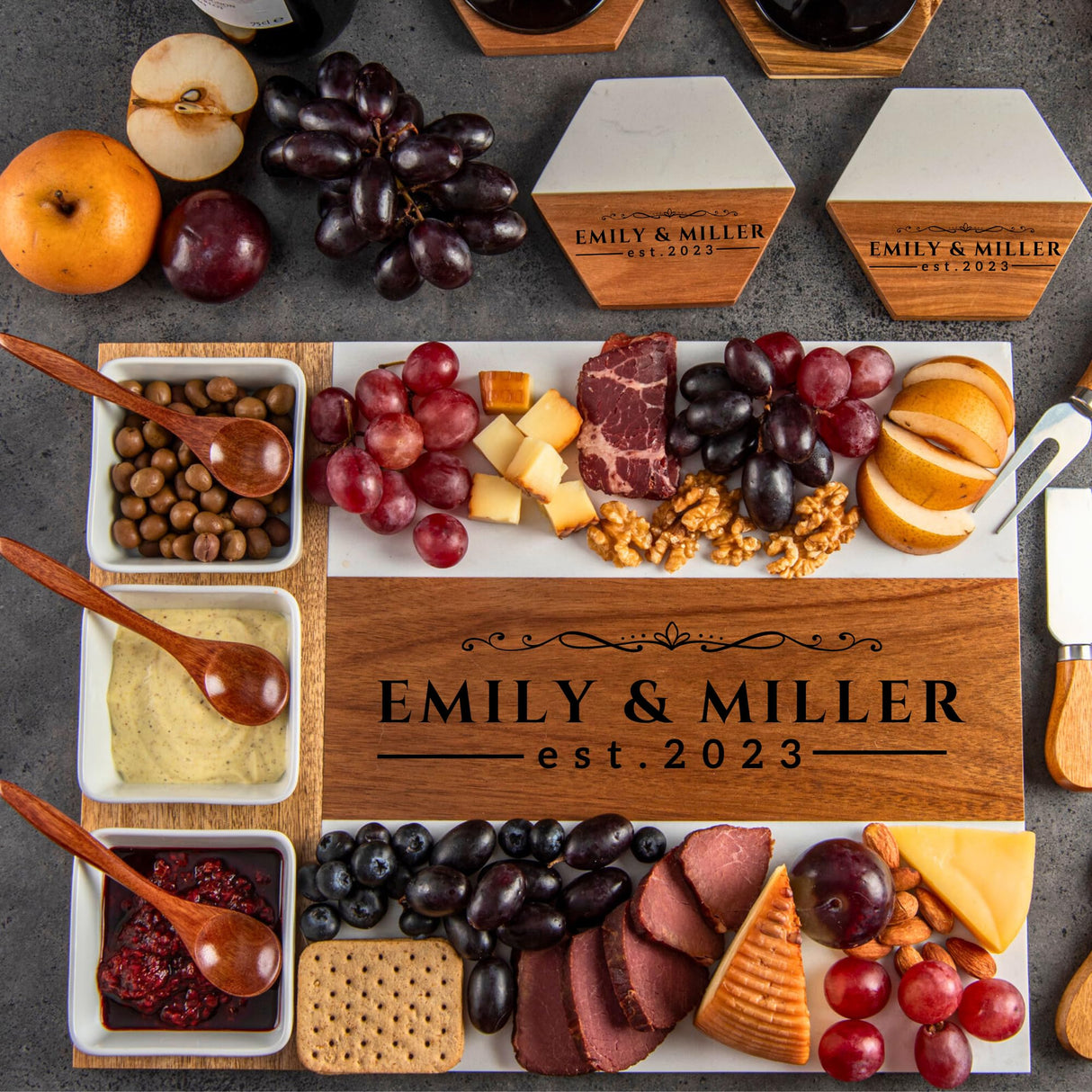 Personalized Charcuterie Board - Large Cheese Board for Wedding and Anniversary Gifts for Women. Perfect Wedding, Christmas, New home and Bridal craft corner house