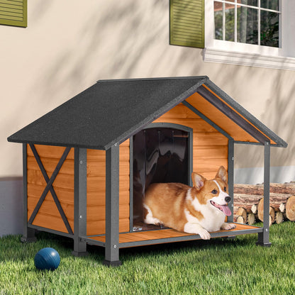 Dog House Outdoor & Indoor Unique All-Around Iron Frame Dog Kennel for Winter with Raised Feet for Small & Medium & Large Dogs,Weatherproof Roof - WoodArtSupply