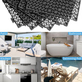 8Pack Drainage Interlocking Floor Tiles, Non-Slip Pool Deck Drain Tiles for Flooring, Soft PVC Splicing Modular Cushion Mats, Rubber Floor Tiles with EVANCENT