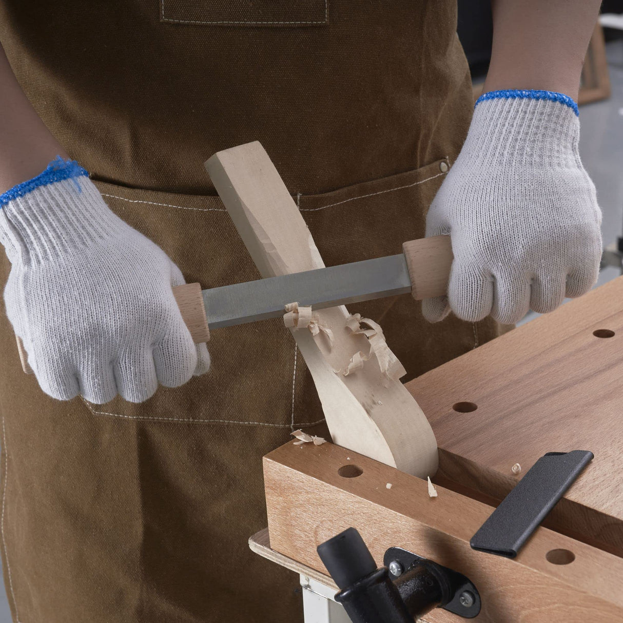 HERMIT TOOLS Wood Carving Tools with Sheath Woodworking Tool 5.1" Draw knife Wood Chisels Wood Draw Knife Woodworking Drawing Tools Fleshing Knife HERMIT TOOLS