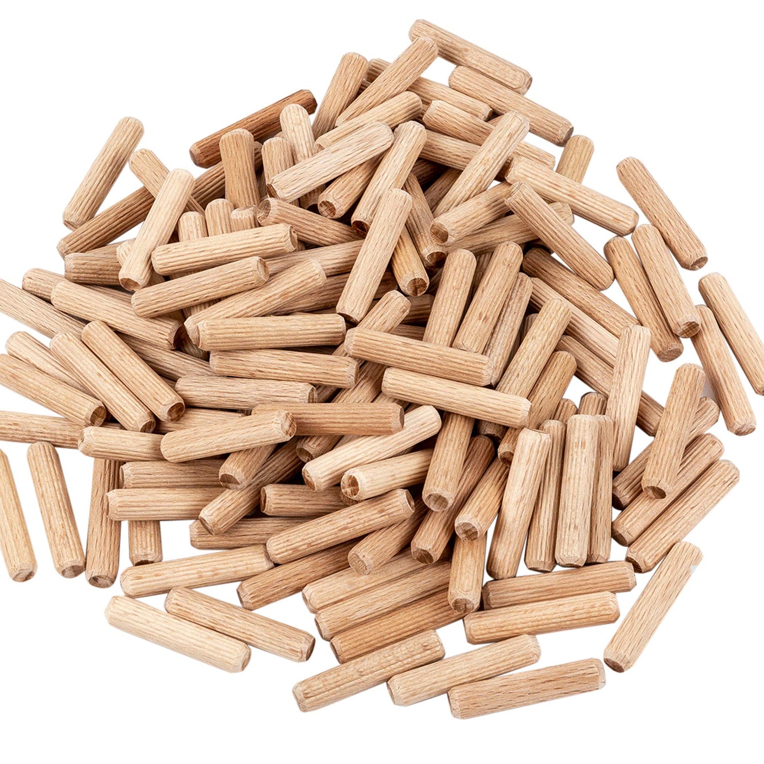 BICB Fluted Wood Kiln Dowel Pins, 1/4" x 2"- 100 Pieces, Made of Beechwood BICB