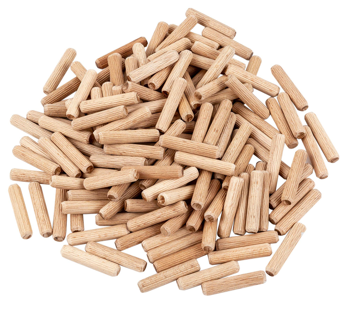 BICB Fluted Wood Kiln Dowel Pins, 1/4" x 2"- 100 Pieces, Made of Beechwood - WoodArtSupply