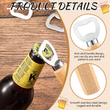 50 Pcs Wood Wine Bottle Opener Stainless Steel Bottle Opener Wood Handheld Heavy Duty Bartender Bottle Openers Cider Bottle Opener Engraved Gift Set Lounsweer