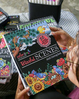 Blissful Scenes Adult Coloring Book - Features 50 Original Hand Drawn Designs Printed on Artist Quality Paper, Hardback Covers, Spiral Binding, ColorIt