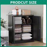 Letaya Metal Storage Cabinets with Lock, Small Locker Steel Cabinets, Adjustable Shelves 2 Doors for Home,Office, Warehouse,Garage(Black-36) Letaya