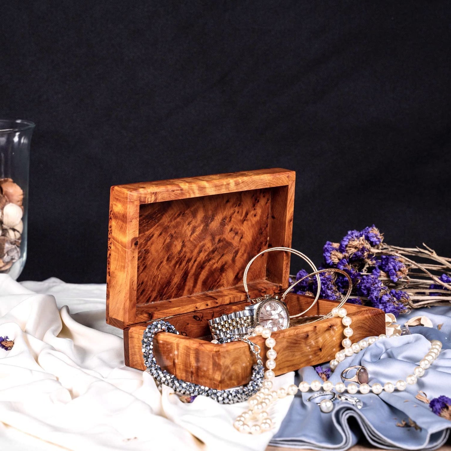 BAZAARDI Hand Carved Wooden Multipurpose Keepsake Jewelry Decorative Art Box Storage Organizer (Large wood Box,Antique) (LARGE) BAZAARDI