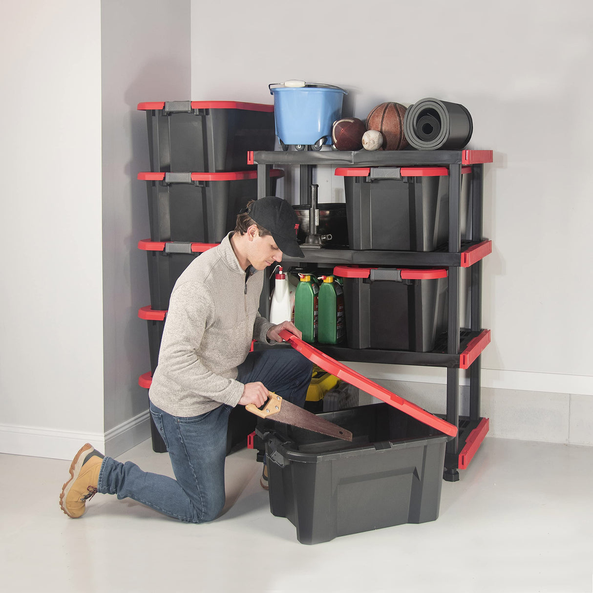 CX CRAFTSMAN, 20-Gallon Highly Durable Storage Bin & Dual Latching Lid, (14.3”H x 19.7”W x 28.2”D), Versatile Stacking Tote and Weather-Resistant CX