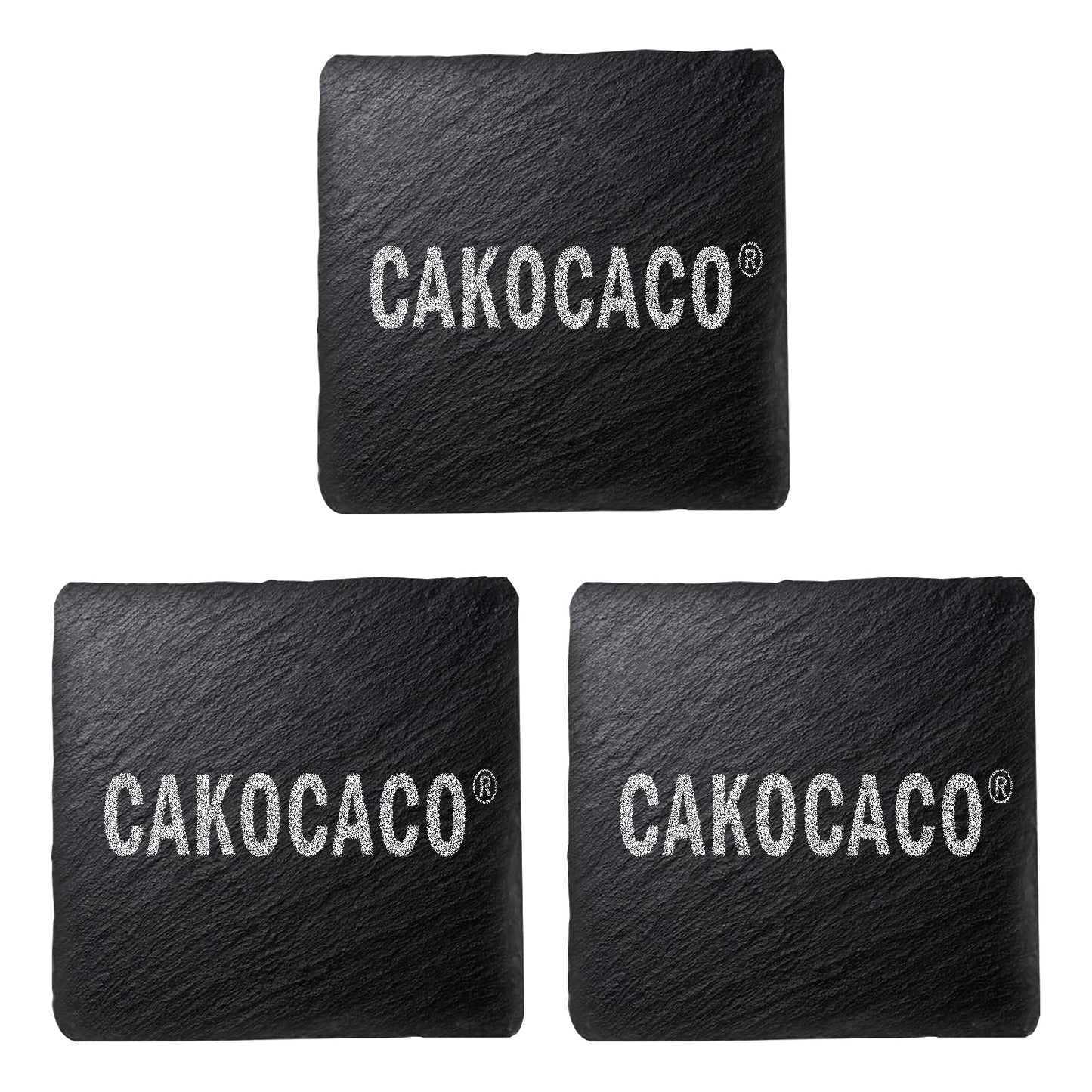 Cakocaco Set of 12 Slate Coasters, Non-Stick, Anti-Slip Drink Coasters, Personalized Engraving Available, Bulk Square Coasters for Drinks, Outdoor