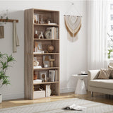 FOTOSOK 6-Tier Light Oak Open Bookcase - Freestanding Storage for Home & Office FOTOSOK