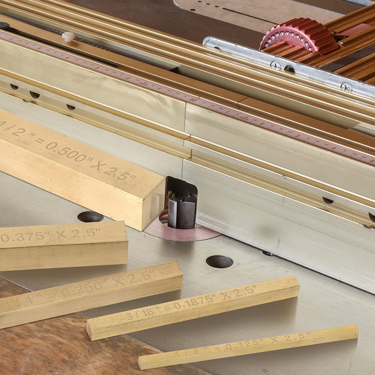 Brass Setup Blocks Height Gauge Set - Set of 5 Accurate Table Saw Accessories for Woodworkers - Bars Include Laser Engraved Size Markings LOSTRONAUT