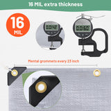 12x20FT Waterproof Tarp, Yumatum 16 Mil Heavy Duty Tarps with Reinforced Edges/Brass Grommets, 100% UV Blocking/Tear Resistant Poly Tarp for Camping, Yumatum