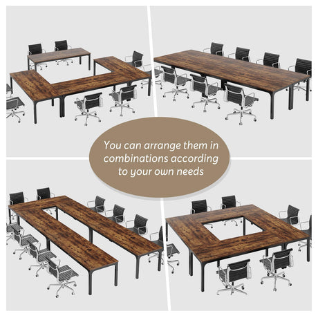 Tribesigns 13FT Conference Table,Large Rectangle Meeting Seminar Table for 12-16 Person,Long Business Tables (Brown, 4PCS) Tribesigns
