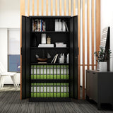 Fesbos Metal Storage Cabinet-71” Tall Steel File Cabinets with Lockable Doors and Adjustable Shelves-Black Steel Storage Cabinet for Home, School, Fesbos