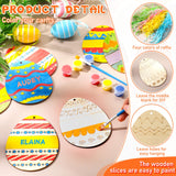 Foilswirl 30 Sets Wooden Easter Ornaments to Paint 5" DIY Unfinished Easter Egg Wood Cutouts with Grass Raffia Paper Shreds and Acrylic Paints with Foilswirl