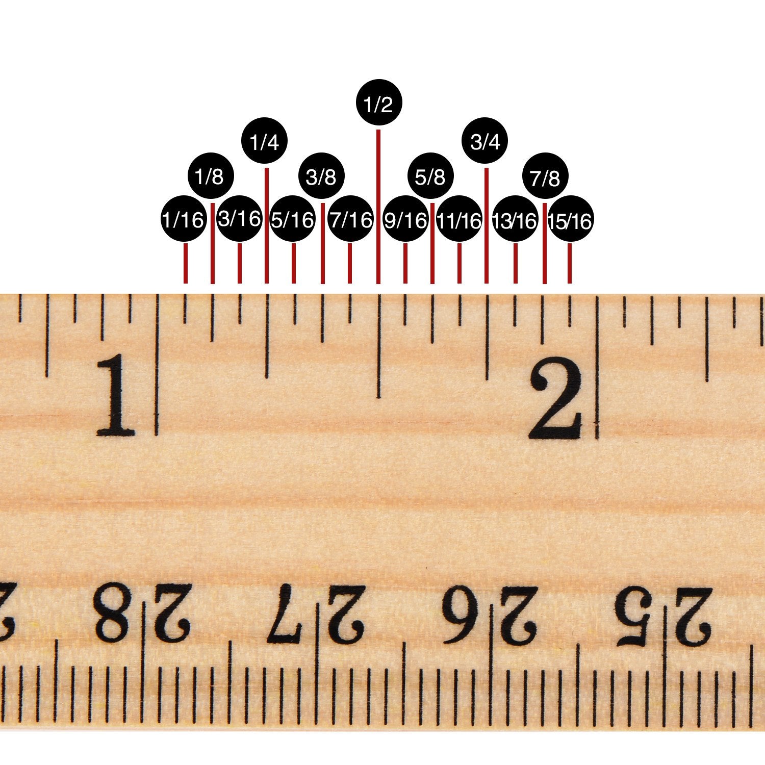 12 Pack Wood Ruler Student Rulers Wooden School Rulers Office Ruler Measuring Ruler, 2 Scale (12 Inch and 30 cm) Outus