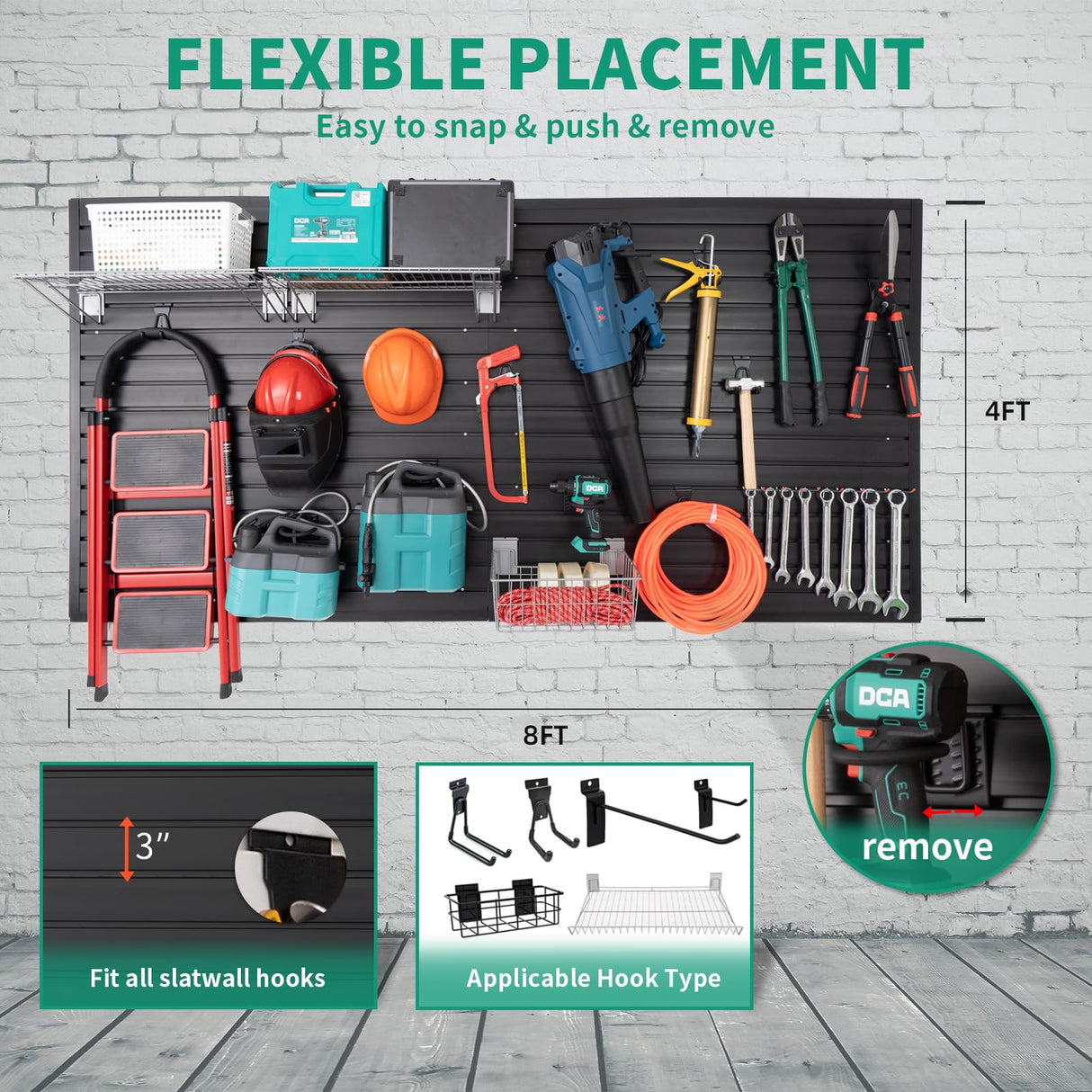 Slat Wall Paneling Garage Slat Wall Storage Systems, Slatwall Panels 4x8 ft Peg Board Tool Organization, PVC Wall Panels Pegboard Wall Organizer FRAYSCENT