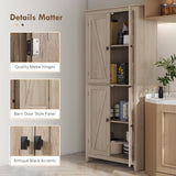 HOMCOM 72" Freestanding 4-Door Kitchen Pantry, Storage Cabinet Organizer with 4-Tiers, and Adjustable Shelves, Natural HOMCOM