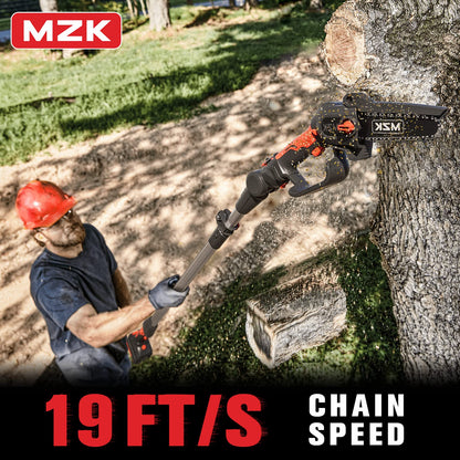 MZK 2-in-1 Cordless Pole Saw & Mini Chainsaw with 3 Replacement Chain, 20V Battery Pole Chainsaw, 4.5" Cutting Capacity, 13ft Reach Pole Saw for Tree - WoodArtSupply