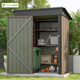 Patiowell 5x3 FT Outdoor Storage Shed, Tool Shed with Sloping Roof and Lockable Door, Metal Shed for Backyard Garden Patio Lawn, Brown Patiowell