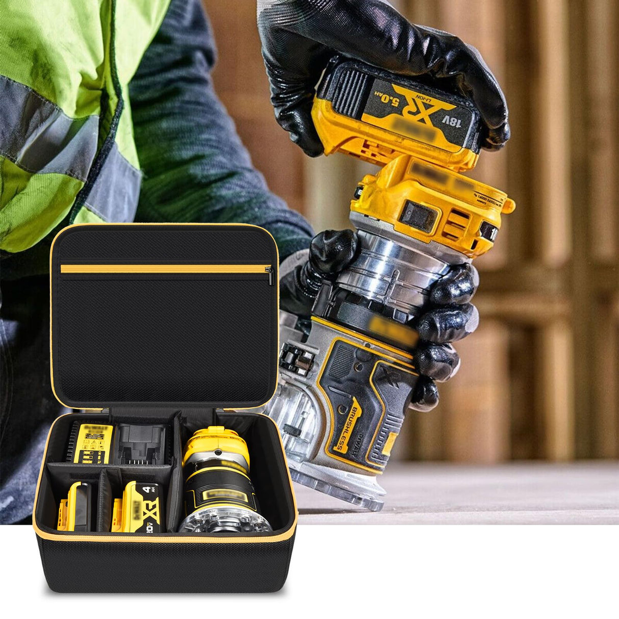 Tool Case Compatible with DEWALT 20V Max XR (DCW600B)/ for Makita XTR01Z 18V LXT Lithium-Ion Cordless Router, Sailcloth Storage Carrying Holder for Tanmqin