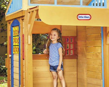 Little Tikes Real Wood Adventures 5-in-1 Game House, Outdoor Wood Game Playhouse for All Kids, Boys and Girls Ages 3+