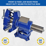 Yost Vises 750-E Multi-Jaw Rotating Vise System | 2 in 1 Multipurpose Bench and Pipe Vise | Secure Grip with Swivel Base | Made with a Combination of Yost Vises