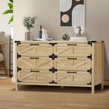 wirrytor Modern Farmhouse 6 Drawer Double Dresser for Bedroom, Wide Rustic Chest of Drawers, Wooden Dresser Chest Storage Organizer for Nursery, wirrytor