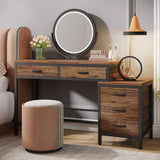 Tribesigns Vanity Desk with 5 Drawers, Makeup Vanity Table Dressing Table with Side 3-Drawer Chest, Make Up Vanities for Women, Girls (Without Tribesigns