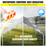 DWALE 10 x 20 Ft Carport,Replacement Canopy Cover Garage Top Tent Shelter Tarp,Grey with 48 Ball Bungee Cords Waterproof & UV Protected (Only Tarp DWALE