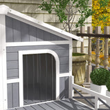 PawHut Wooden Large Dog House Outdoor Double XL Dog Kennel with Elevated Floor and Porch, Weatherproof Puppy Shelter for Small and Medium Breed Dogs, PawHut