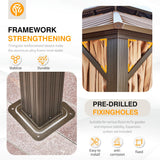 YOLENY 12' X 20' Hardtop Gazebo, Galvanized Steel Ventilation Double Roof Aluminum Frame, Curtains and Netting Included, Outdoor Gazebo for Garden, YOLENY