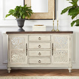 Acme Vermont 4-Drawer Wooden Console Table with 2 Door in Antique White ACME Furniture