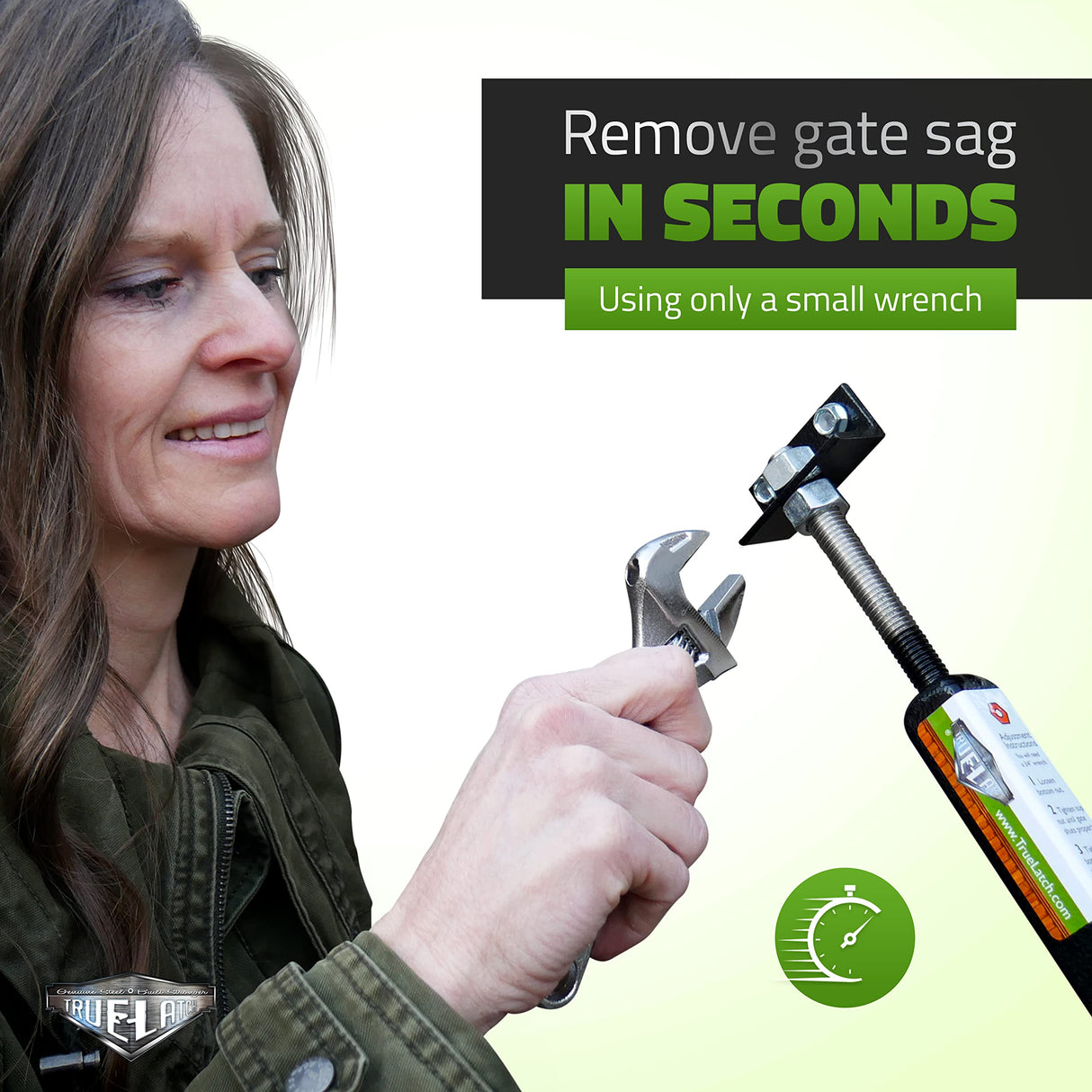 True Latch 6' Telescopic Gate Brace - Wood Privacy Fence Anti Sag Gate Kit - Gate Hardware Kit for Outdoor Wooden Fence Gates, 1 Patented USA Made GENUINE STEEL BUILT STRONGER TRUE LATCH