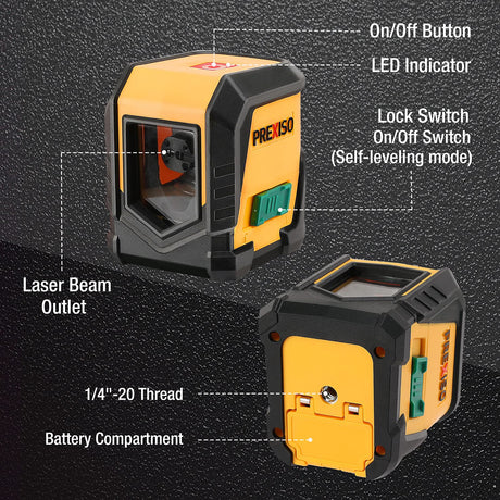 PREXISO Laser Level with Tripod, 65Ft Self Leveling Cross Line Laser Level, Green Line leveler Tool for Hanging Pictures, Floor Tile, Home Renovation Prexiso