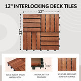 CLOVERHOLM Interlocking Deck Tiles-10PCS Waterproof Acacia Wood Patio Tiles, Easy Snap Flooring Tiles for Indoor and Outdoor,Balcony, Entry, Poolside CLOVERHOLM