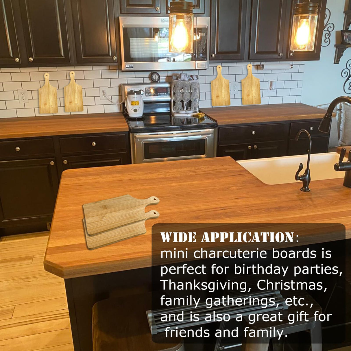 6 Pcs Mini Charcuterie Boards,11x5 Inch Wood Cutting Board Bulk,Mini Cutting Boards For Crafts With Handle,Laser Engraving Cutting Board XINGTS