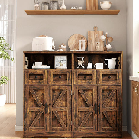 Befrases Farmhouse Storage Cabinet with Drawers and Shelves, Freestanding Kitchen Pantry Storage Cabinet, Floor Storage Cabinet Hutch Cupboard for Befrases