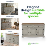 Furniture Dash Solid Wood Buffets & Sideboards 51.9" W, 16.9" D, 31.7" H - Kitchen Storage Cabinets, Bar and Liquor Cabinet, Kitchen Island with Furniture Dash