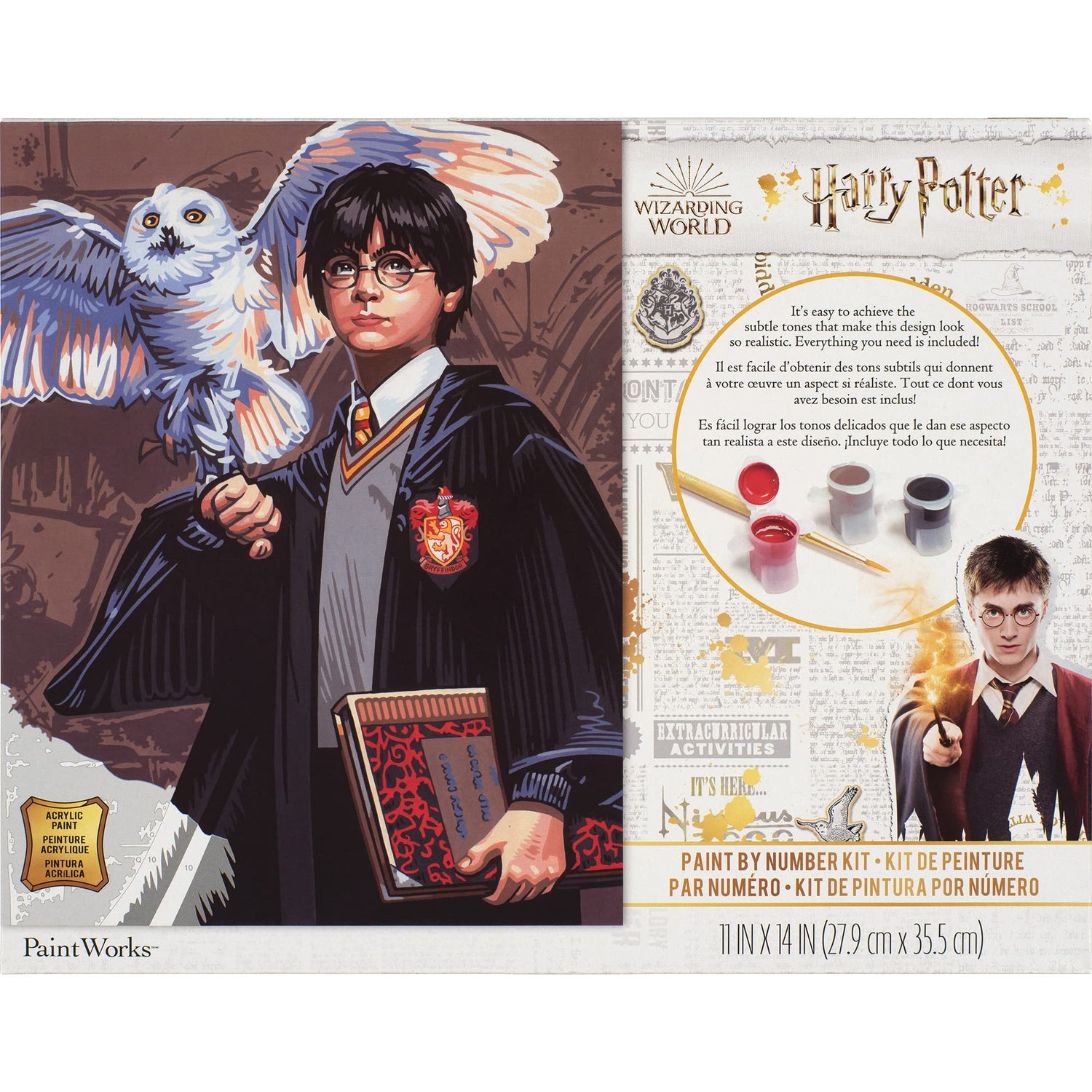 Dimensions PaintWorks Hedwig and Harry Potter Paint by Number Kit for Adults and Kids, Finished Project 11" x 14", Multicolor 15 Piece Dimensions