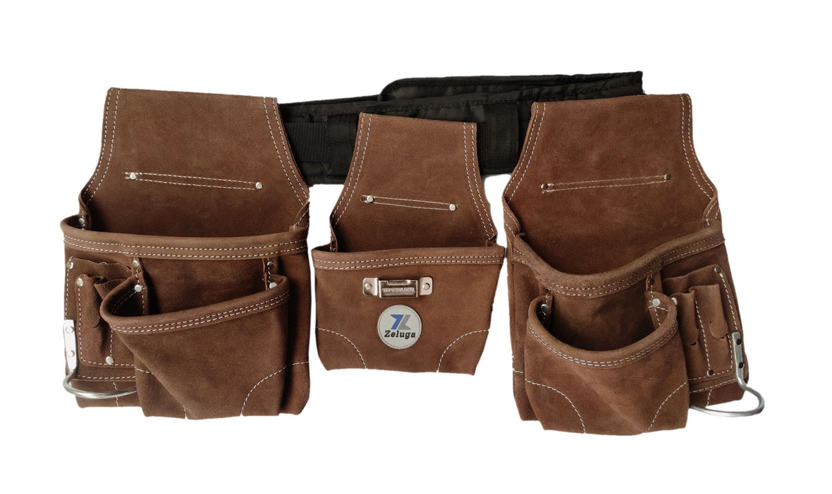 Zeluga 20-119 11 Pocket Rigger Heavy Duty Leather Tool Bag Kit, Brown Zeluga
