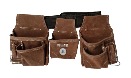 Zeluga 20-119 11 Pocket Rigger Heavy Duty Leather Tool Bag Kit, Brown Zeluga